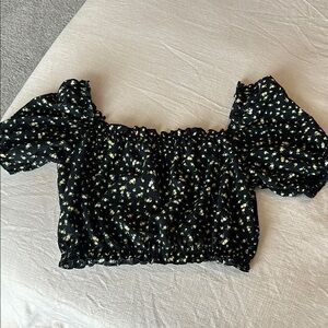 Floral Black Off-Shoulder Top